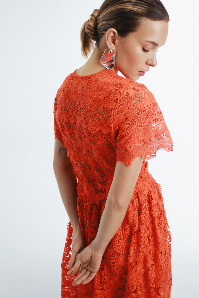 HIBISCUS MIDI DRESS FLAME