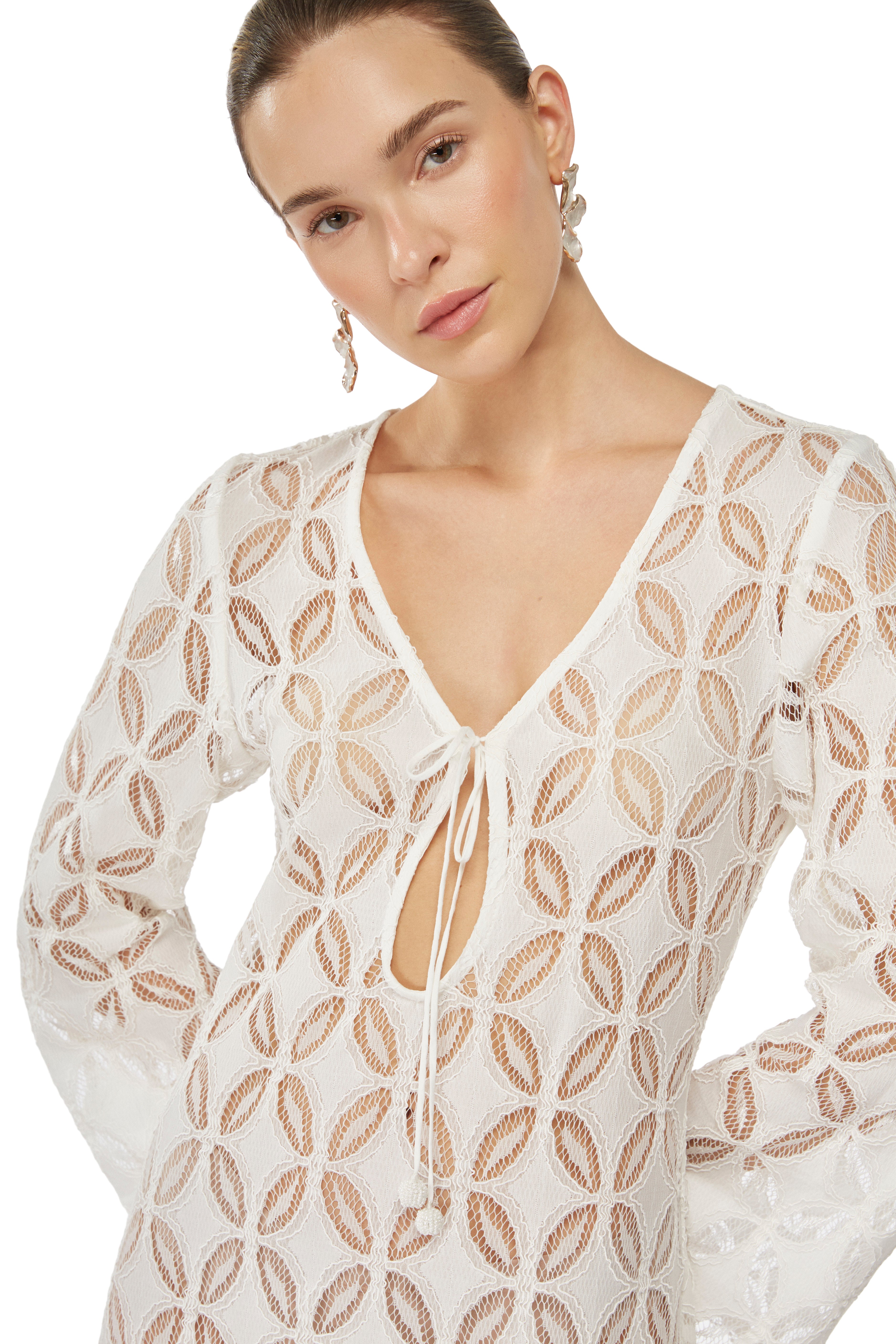 POSITANA TUNIC DRESS WHITE