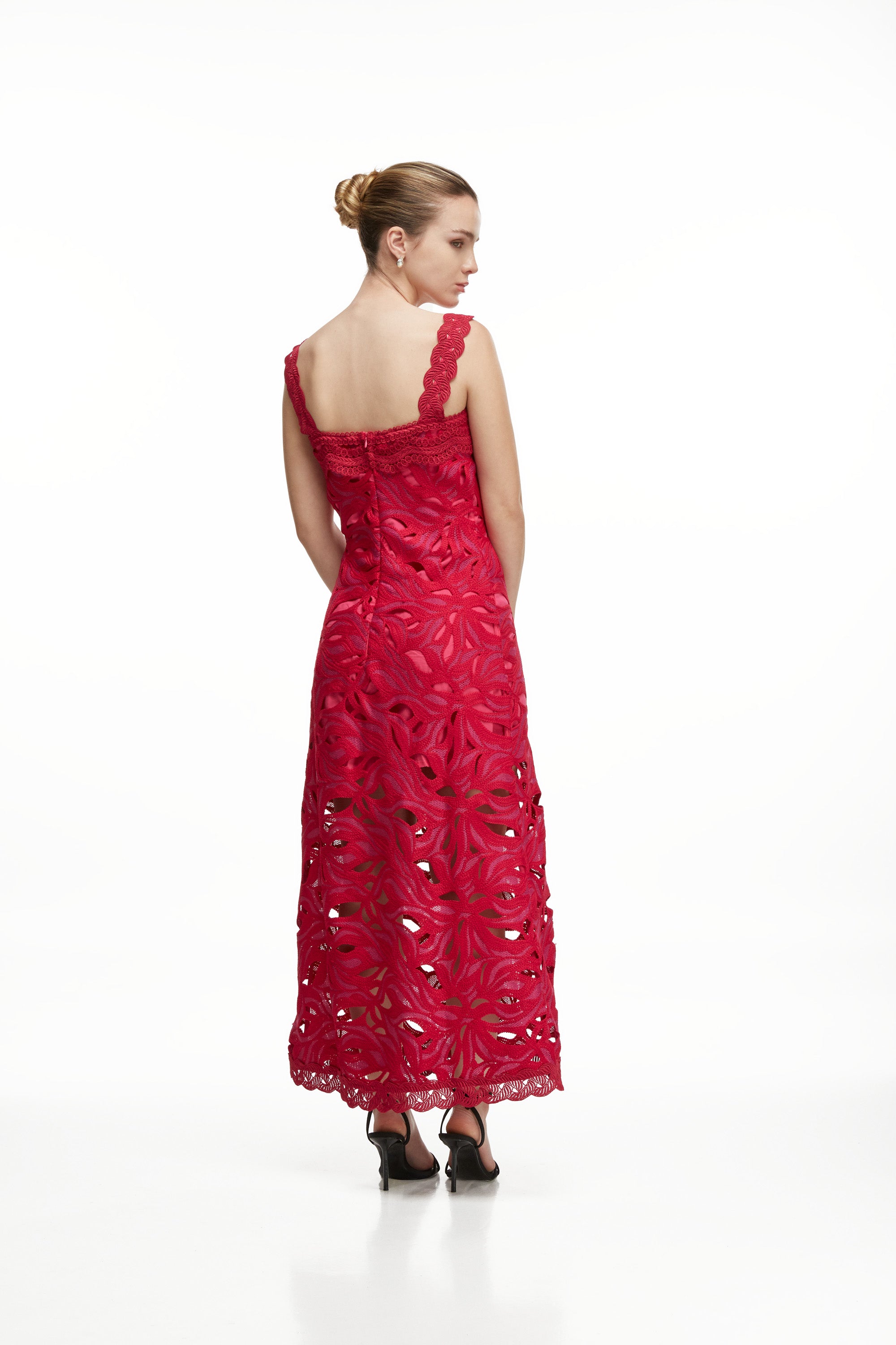 CREPUSCULO MIDI DRESS BURGUNDY