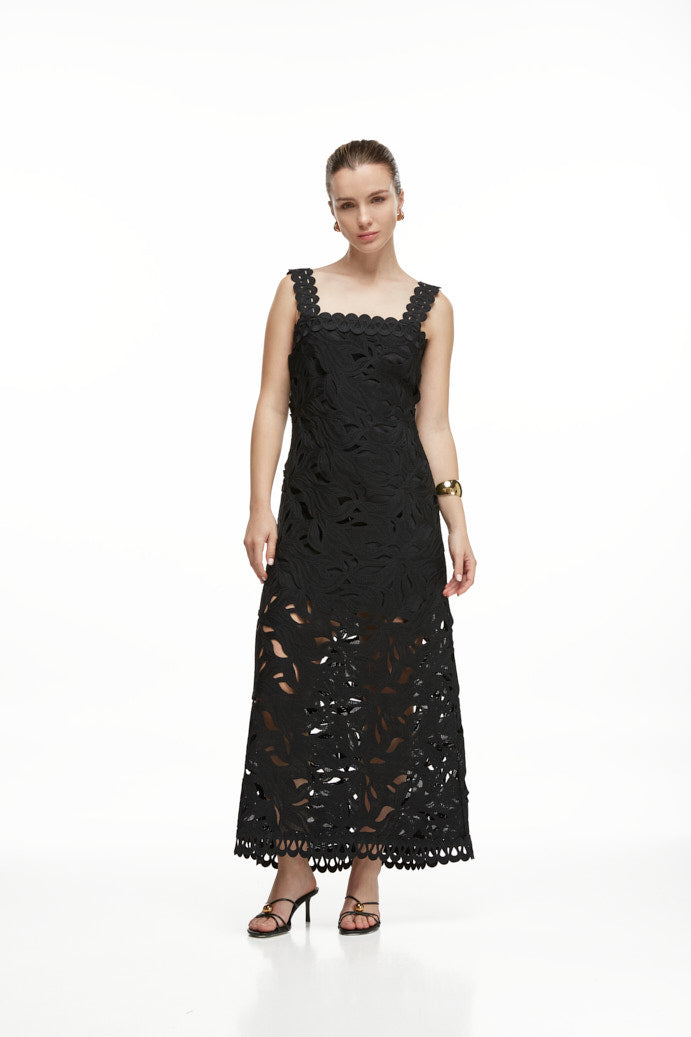 CREPUSCULO MIDI DRESS BLACK