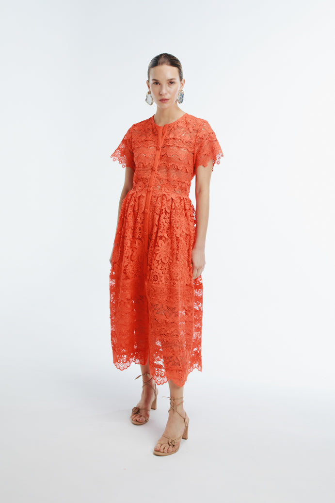 HIBISCUS MIDI DRESS FLAME