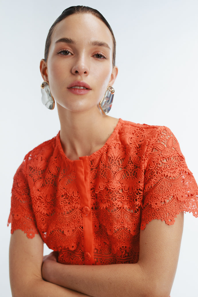 HIBISCUS MIDI DRESS FLAME