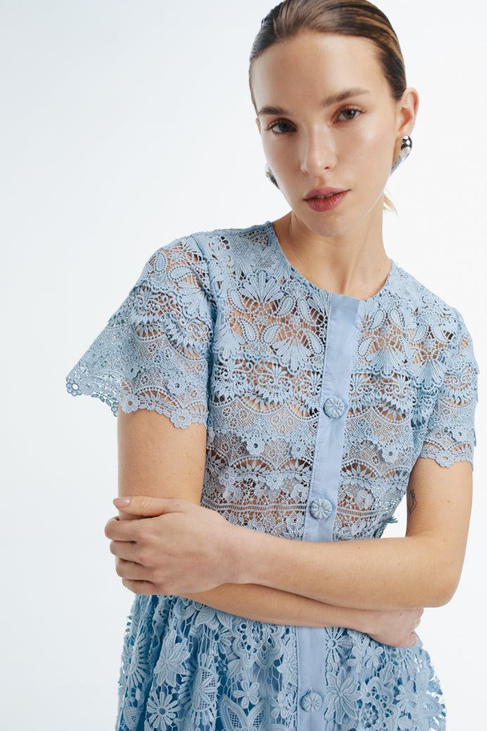 HIBISCUS MIDI DRESS SKY