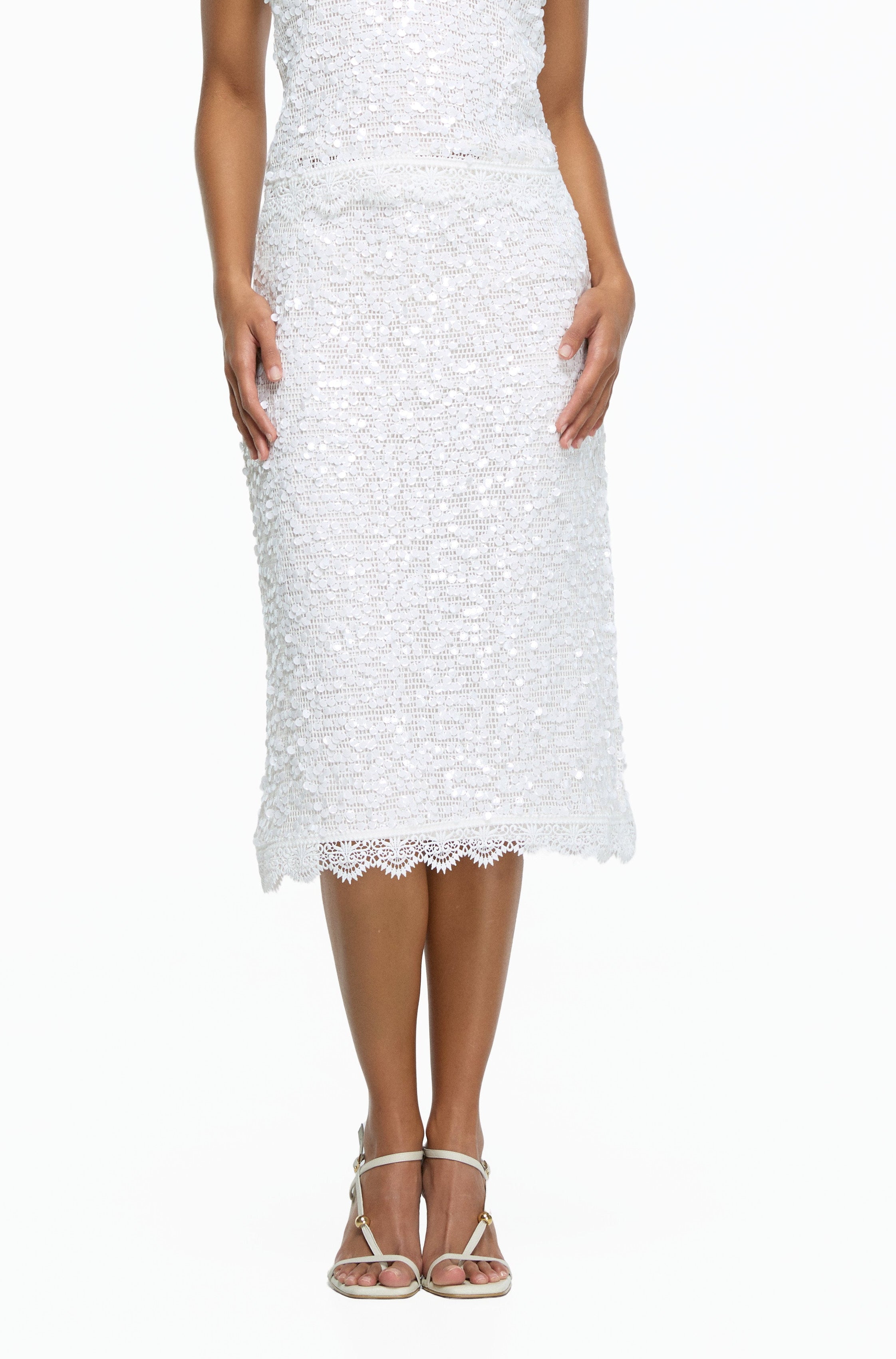 PEARLETTE MIDI SKIRT WHITE
