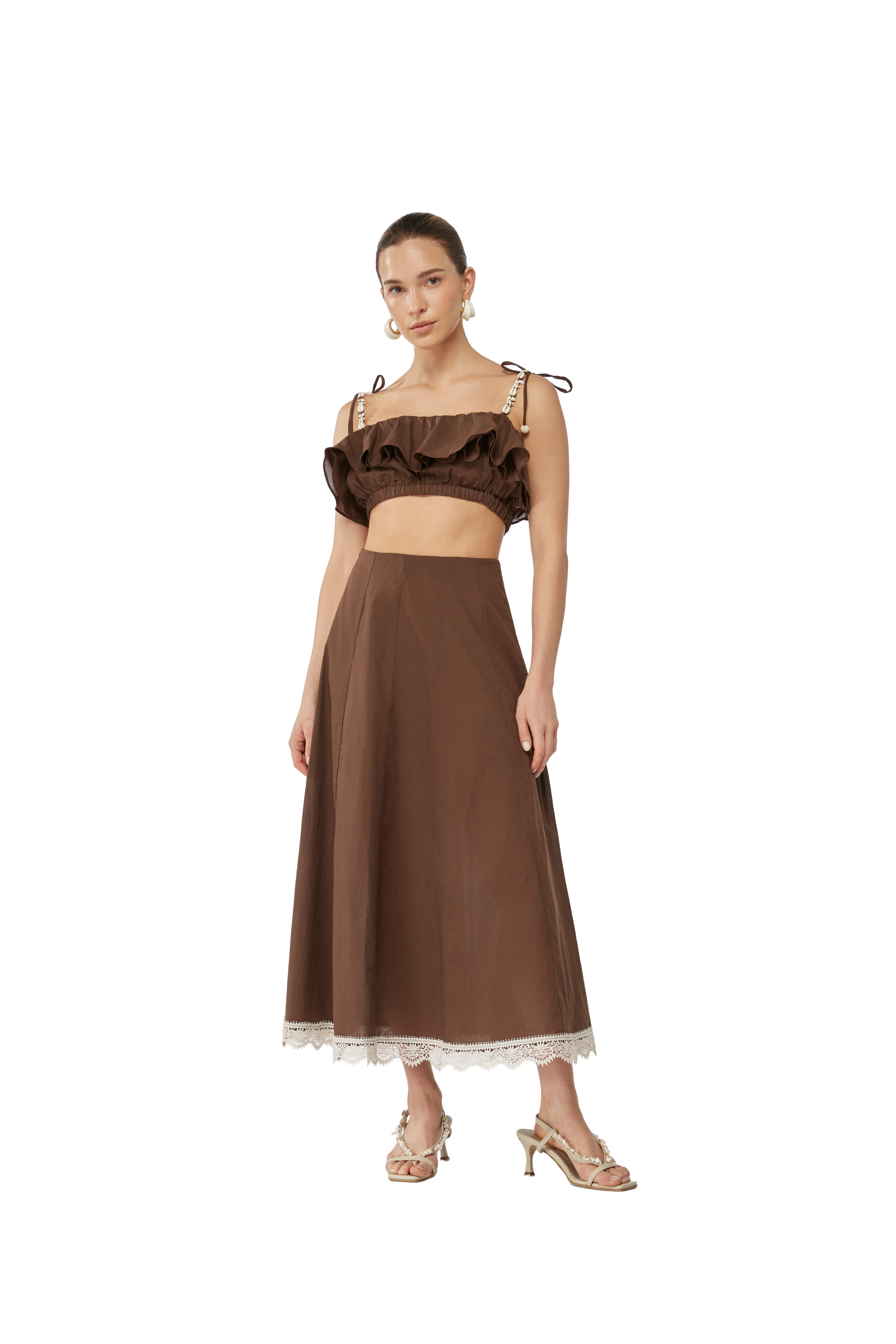 ZAPHYR MIDI SKIRT CHOCOLATE