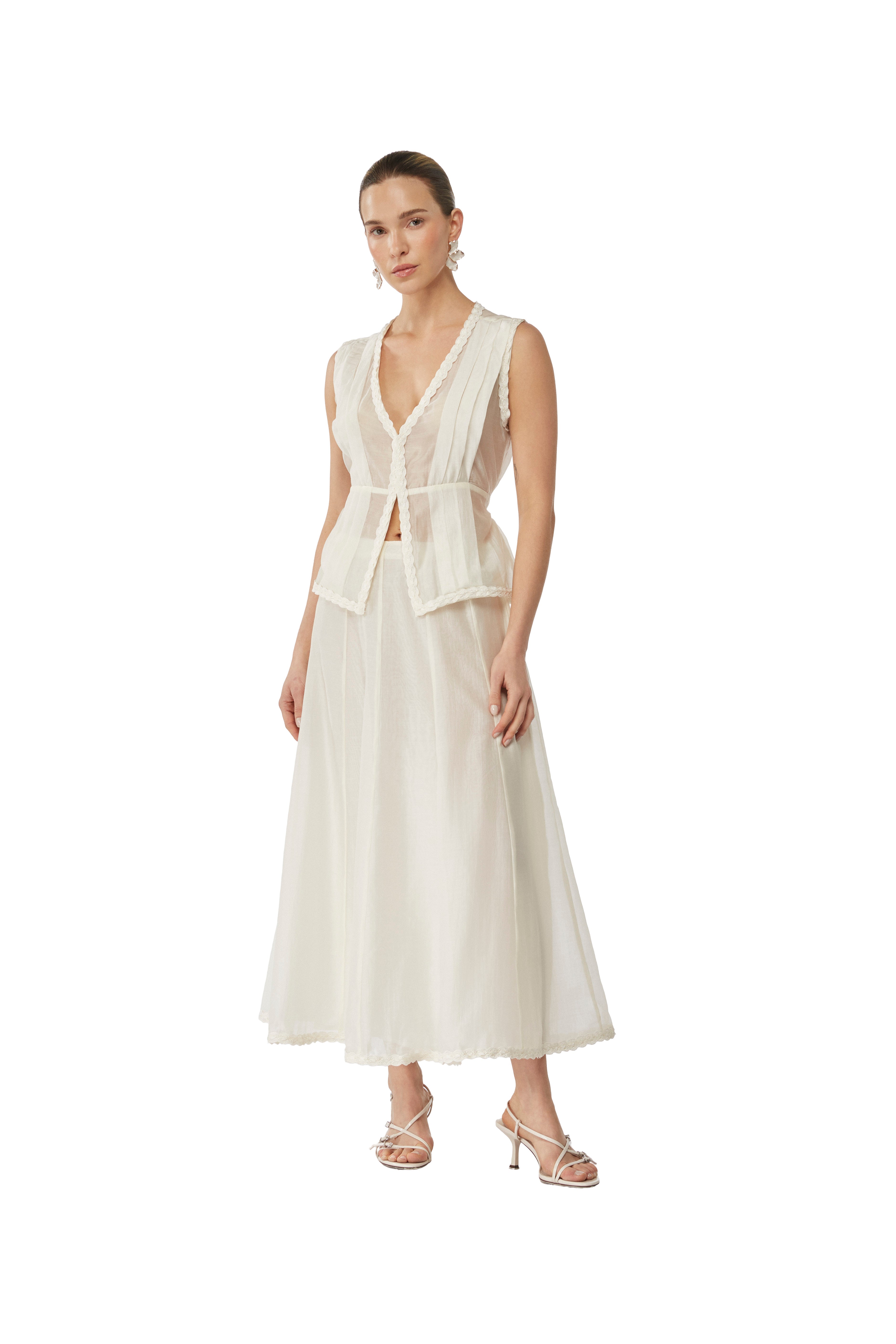 ZAPHYR MIDI SKIRT CREAM